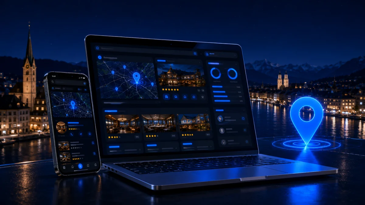 Laptop i mobilni prikazuju 360 virtuelnu turu restorana